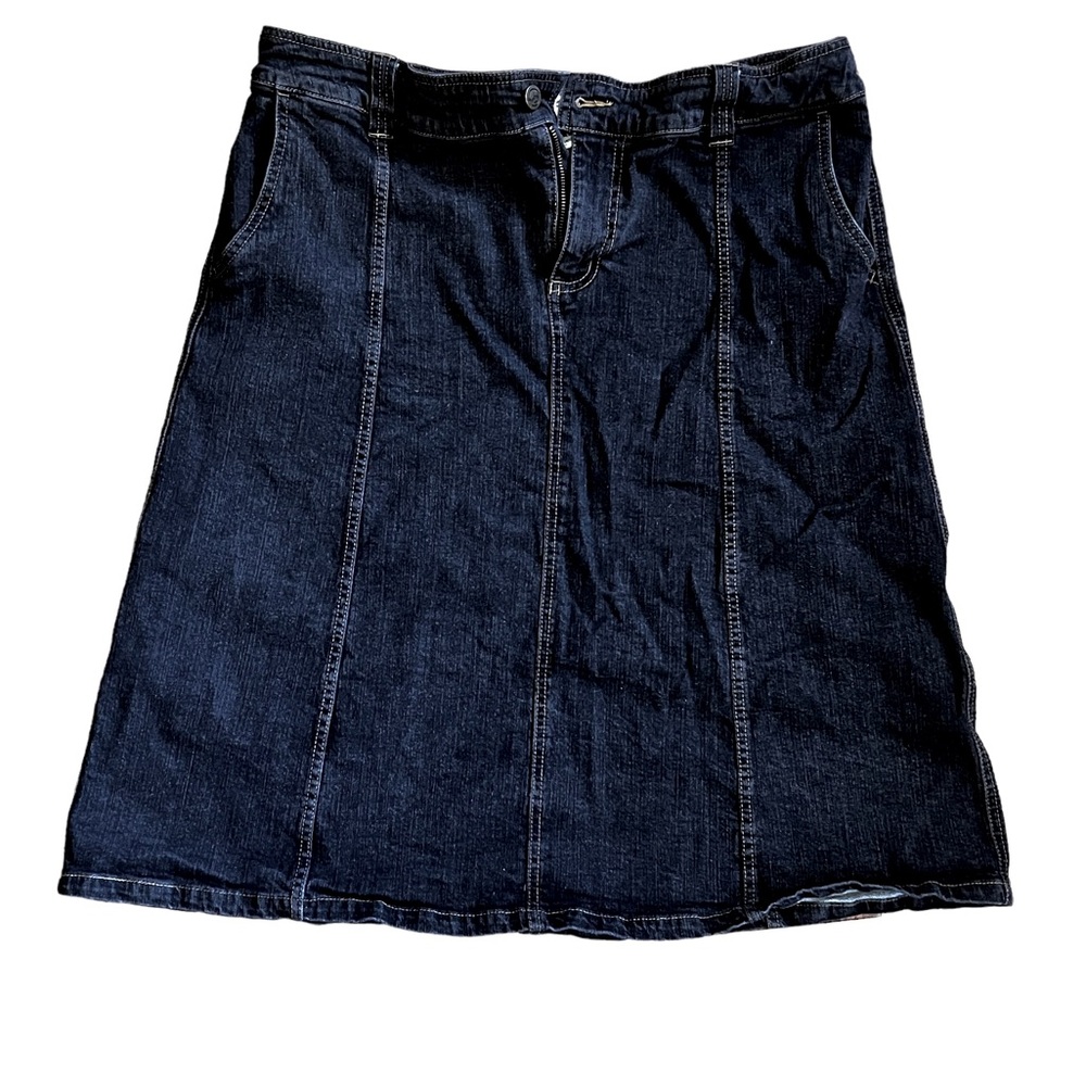**BLACK** Woolrich A-Line MIDI Denim Skirt w/Pockets 16 EUC